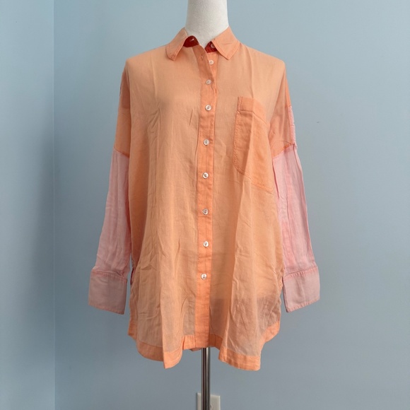 Free People Rainbow Rays Button Up Oversized Tunic Size XS - Picture 2 of 10